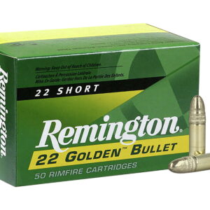 Remington Ammunition 21000 Golden Bullet 22 Short 29 gr Plated Lead Round Nose 50 Per Box/100 Cs