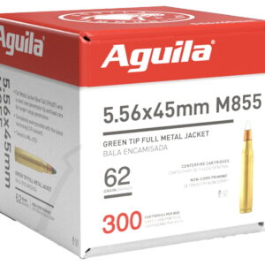 Aguila 1E556125 Green Tip M855 5.56x45mm NATO 62gr Full Metal Jacket Boat Tail 300 Per Box/4 Case