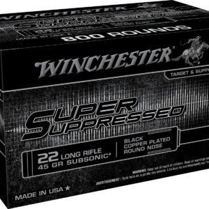Winchester Ammo SUP22LRB Super Suppressed 22 LR 45 gr Black Copper Plated Round Nose 800 Per Bx/ 2 Case Bulk