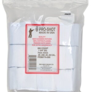 Pro-Shot 134500 Cleaning Patches .38/ 6mm/ 7mm Cal 1.75" Square Cotton Flannel 500 Pack