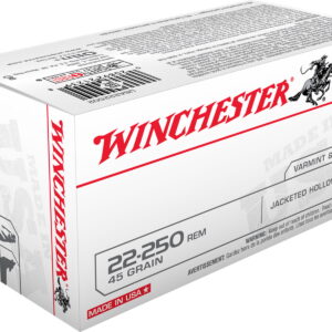 Winchester Ammo USA222502 USA 22-250 Rem 45 gr Jacket Hollow Point 40 Per Box/10 Case