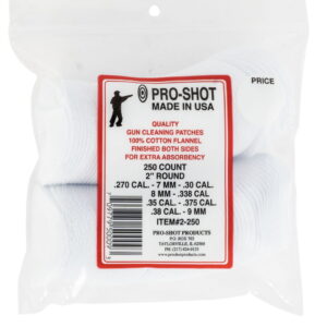 Pro-Shot 2250 Cleaning Patches .270 - .38 Cal 2" Round Cotton Flannel 250 Pack