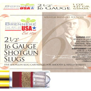 Brenneke SL162BR Brenneke 16 16Gauge 2.50" 1oz Slug Shot 5 Per Box/50 Case