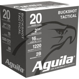 Aguila 1C2002BA Buckshot High Velocity 20Gauge 2.75" 1oz 2Buck Shot 25 Per Box/10 Case