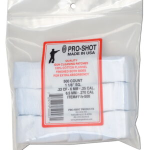 Pro-Shot 118500 Cleaning Patches .22/ .270 Cal 1.125" Square Cotton Flannel 500 Pack