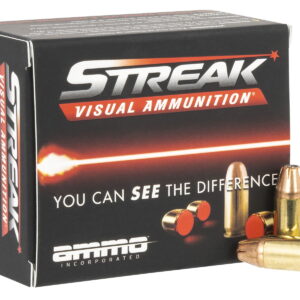 Ammo Inc 9115JHPSTRKRED Streak Visual (RED) 9mm Luger 115gr Jacketed Hollow Point 20 Per Box/10 Case
