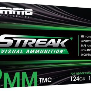 Ammo Inc 9124TMCSTRKGRN50 Streak Visual (GREEN) 9mm Luger 124gr Total Metal Case 50 Per Box/20 Case