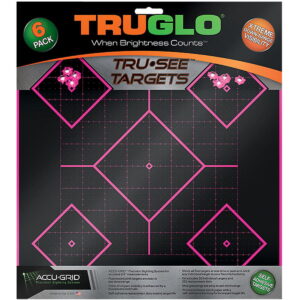 TruGlo TG14P6 Tru-See 5- Diamond Target Black/Pink Self-Adhesive Paper Universal Heavy Paper Yes Impact Enhancement Pink 6 Pack Includes Pasters