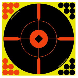Birchwood Casey 34850 Shoot-N-C Reactive Target Self-Adhesive Paper Air Rifle/Centerfire Rifle/Rimfire Rifle Black/Yellow 8" Bullseye BMW Includes Pasters 50 Per Pkg