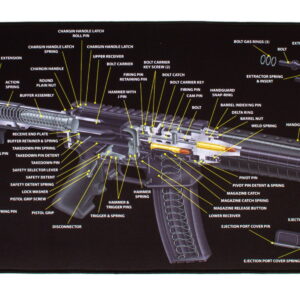 TekMat TEKR44AR15CA AR-15 Cutaway Cleaning Mat Black/White Rubber 44" Long AR-15 3D Cutaway Illustration