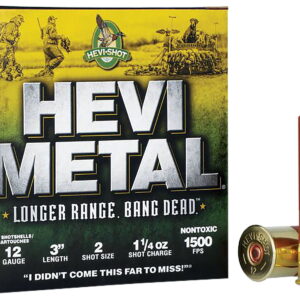 HEVI-Metal HS38002 HEVI-Metal Longer Range 12 Gauge 3" 1 1/4 oz 2 Shot 25 Per Box/10 Case
