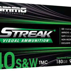 Ammo Inc 40180TMCSTRKGRN50 Streak Visual (GREEN) 40S&W 180gr Total Metal Case 50 Per Box/20 Case
