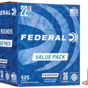 Federal 745 Champion Training Value Pack 22LR 36gr Copper Plated Hollow Point 525 Per Box/10 Case