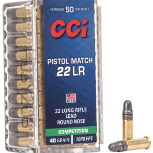 CCI 0051 Pistol Match Competition 22LR 40gr Lead Round Nose 50 Per Box/100 Case