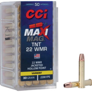CCI 0063 Maxi-Mag TNT 22WMR 30gr TNT Jacketed Hollow Point 50 Per Box/40 Case