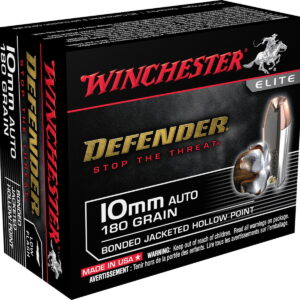 Winchester Ammo S10MMPDB Defender 10mm Auto 180 gr Bonded Jacket Hollow Point 20 Per Box/10 Case