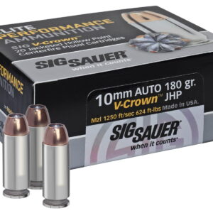 Sig Sauer E10MM120 Elite Performance 10mm Auto 180 gr V Crown Jacketed Hollow Point 20 Per Box/10 Case