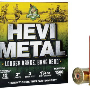 HEVI-Metal HS38003 HEVI-Metal Longer Range 12 Gauge 3" 1 1/4 oz 3 Shot 25 Per Box/10 Case