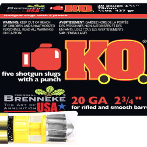Brenneke SL202KO K.O. 20Gauge 2.75" 3/4oz Slug Shot 5 Per Box/50 Case