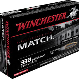 Winchester Ammo S338LM Match 338 Lapua Mag 250 gr Sierra MatchKing BTHP 20 Per Box/10 Case