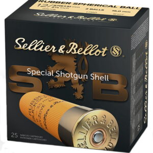 Sellier & Bellot SB12RBB Shotgun 12 Gauge 2.75" 2 Rubber Spherical Ball 25 Bx/10 Case