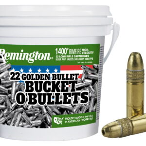Remington Ammunition 21231 Golden Bullet Bucket O Bullets 22 LR 36 gr Plated Hollow Point 1400 Per Box/4 Cs