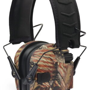 Walker's GWPRSEMBARM Razor Slim Electronic Muff 23 dB Over the Head USA Flag With Black Polymer