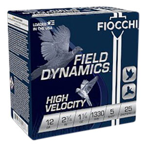 Fiocchi 12HV5 Field Dynamics High Velocity 12Gauge 2.75" 1 1/4oz 5Shot 25 Per Box/10 Case