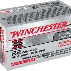 Winchester Ammo X22MH Super X 22 WMR 40 gr Jacket Hollow Point 50 Per Box/40 Case