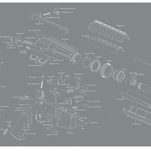 Wheeler 156824 AR-15 Maintenance Mat Delta Neoprene Top With Rubber Back Gray With White Logo & Picture 47" L x 20" W