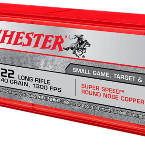 Winchester Ammo X22LRSS1 Super X 22 LR 40 gr Super Speed Round Nose Copper Plated 100 Per Box/20 Case