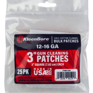 KleenBore P204 Super Shooter 12-16 Gauge Shotgun 3" 100% Cotton Flannel 25 Per Pack