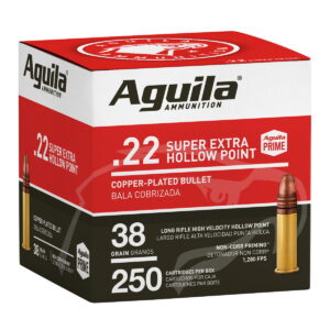 Aguila 1B221103 Super Extra Rimfire 22LR 38gr Copper Plated Hollow Point 250 Per Box/8 Case