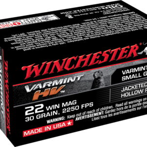 Winchester Ammo S22M2 Varmint HV 22 WMR 30 gr Jacket Hollow Point 50 Per Box/40 Case