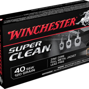 Winchester Ammo W40SWLF Super Clean 40 S&W 120 gr Lead Free Full Metal Jacket 50 Per Box/10 Case