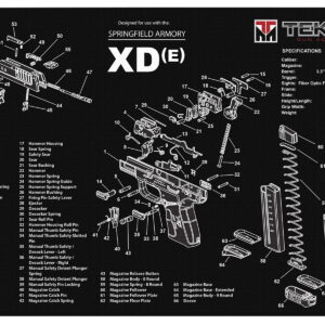 TekMat TEKR17XDE Springfield Armory XDe Cleaning Mat 17"x11" Black/White Thermoplastic Fiber Top With Vulcanized Rubber Back/ Springfield Armory XDe Illustration