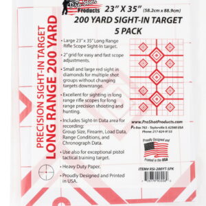 Pro-Shot RSI200YT5PK SplatterShot Sight-In Diamond Hanging Heavy Paper 200 yds 23" x 35" White/Red 5 Pack