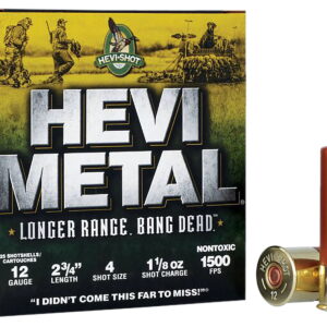 HEVI-Metal HS38704 HEVI-Metal Longer Range 12 Gauge 2.75" 1 1/8 oz 4 Shot 25 Per Box/10 Case