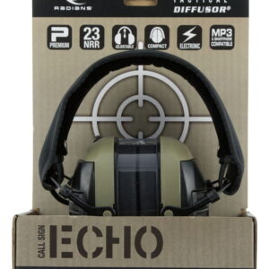 Radians CSE10BX Tactical Diffusor Electronic Muff Polymer 23 dB Over the Head Tan/Black Adult 1 Pair