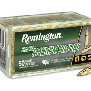 Remington Ammunition 20023 Premier Magnum Rimfire 17 HMR 17 gr Jacket Hollow Point 50 Per Box/40 Cs
