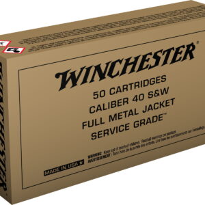 Winchester Ammo SG40W Service Grade 40 S&W 165 gr Full Metal Jacket Flat Nose 50 Per Box/10 Case