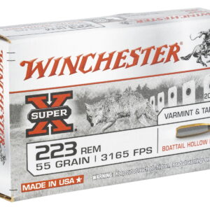Winchester Ammo W223HP55 Super X 223 Rem 55 gr Boat Tail Hollow Point 20 Per Box/25 Case