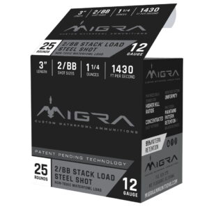 Migra Ammunitions M12S2BB Staxd 12 Gauge 3" 1 1/4 oz 2/BB Shot 25 Per Box/10 Case