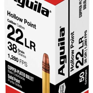 Aguila 1B220335 Super Extra Rimfire 22LR 38gr Copper Plated Hollow Point 50 Per Box/40 Case