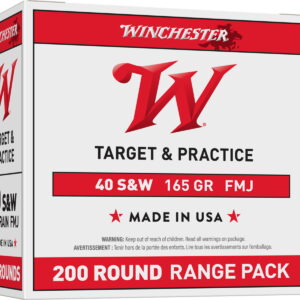 Winchester Ammo USA40W USA Range Pack 40 S&W 165 gr Full Metal Jacket 200 Per Box/3 Case