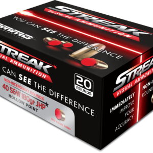Ammo Inc 40180JHPSTRKRED Streak Visual (RED) 40S&W 180gr Jacketed Hollow Point 20 Per Box/10 Case