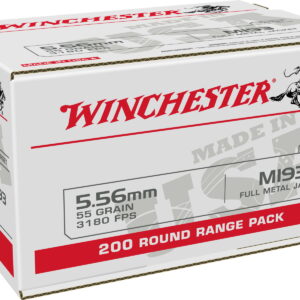 Winchester Ammo WM193200 USA M193 5.56x45mm NATO 55 gr Full Metal Jacket 200 Per Bx/ 4 Case Value Pack