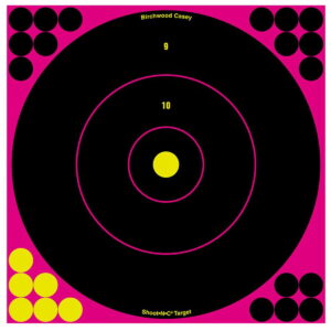 Birchwood Casey 34027 Shoot-N-C Reactive Target Black/Pink Self-Adhesive Paper Air Rifle/Rifle Pink 5 Targets Includes Pasters