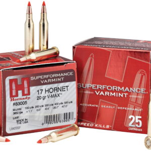 Hornady 83005 Superformance Varmint 17 Hornet 20 gr Hornady V Max 25 Per Box/10 Case
