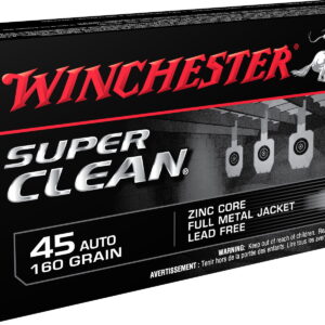Winchester Ammo W45LF Super Clean 45 ACP 160 gr Lead Free Full Metal Jacket 50 Per Box/10 Case